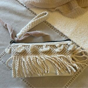 Boho Cream Clutch with Fringe